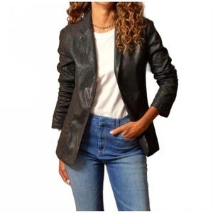 FRANK & EILEEN dublin tailored blazer in gold glitter wax NWT